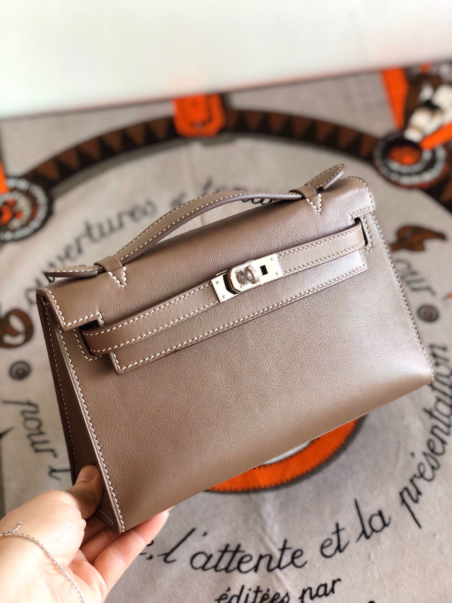 에르메스 미니 켈리백22 에토프 은장 스위프트